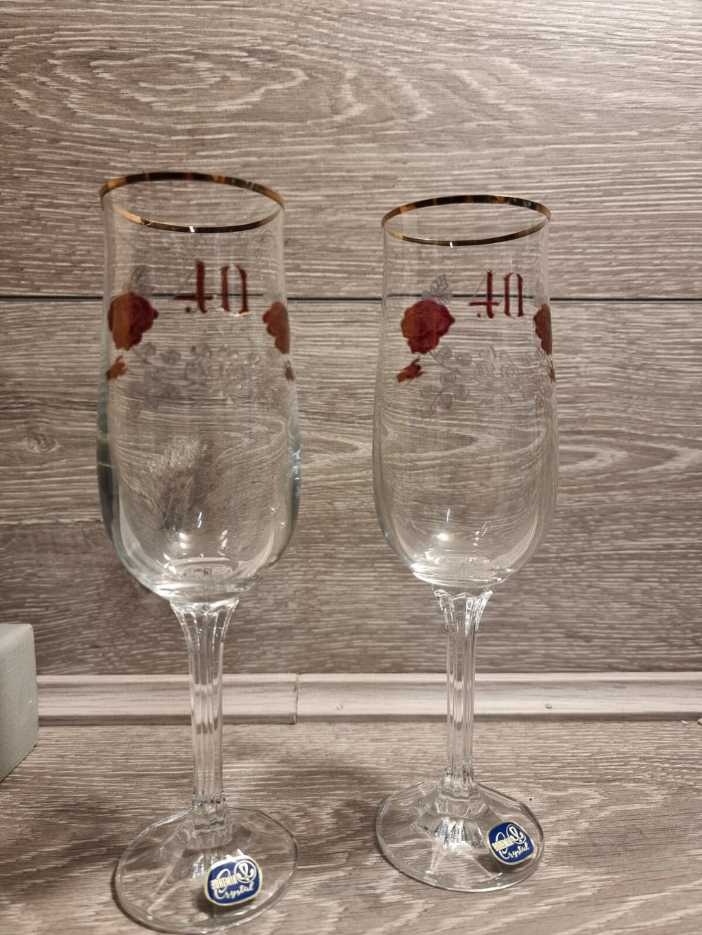 Vintage BOHEMIA Crystal Glass Made In Czech Republic 40th Anniversary