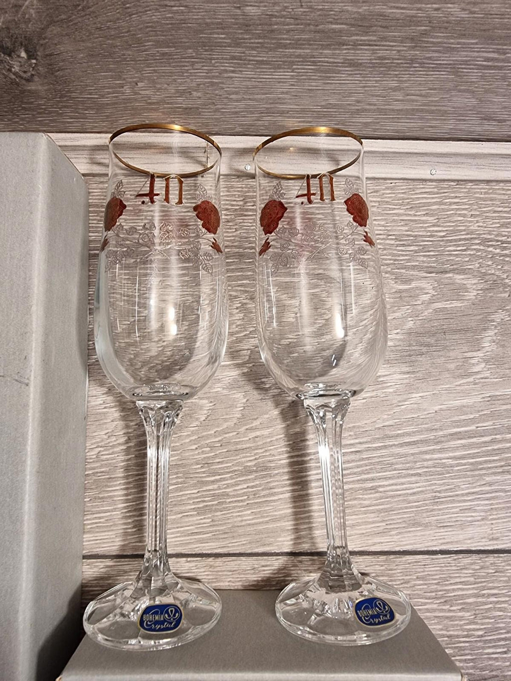 Vintage BOHEMIA Crystal Glass Made In Czech Republic 40th Anniversary