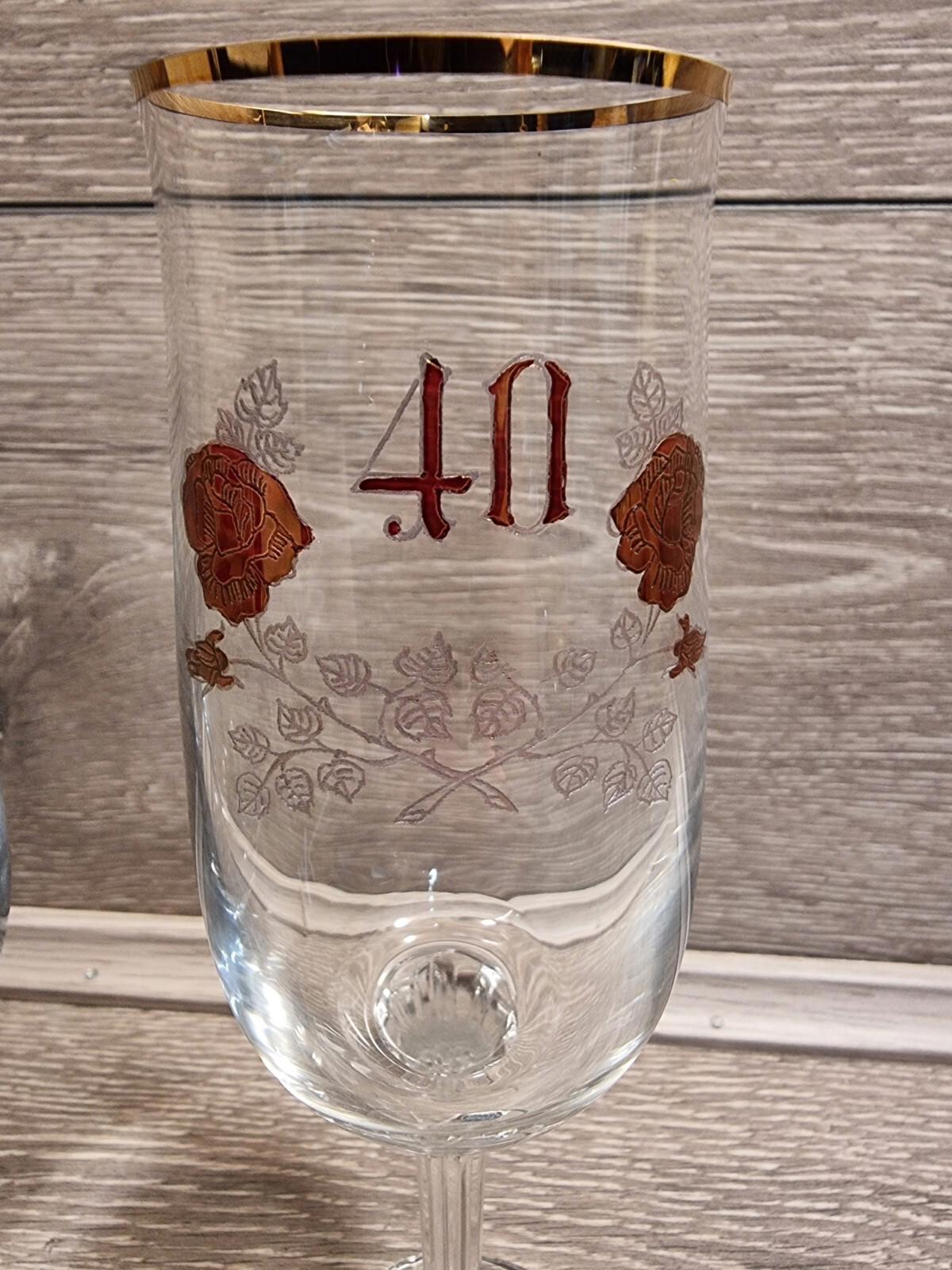 Vintage BOHEMIA Crystal Glass Made In Czech Republic 40th Anniversary